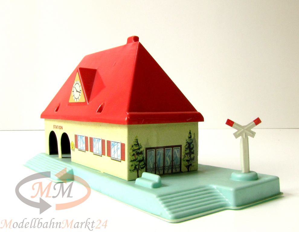 HWN/WIMMER Bahnhof Station Gebäude Blech/Kunststoff Maße ca. 255 x 115 x 125 mm Kult