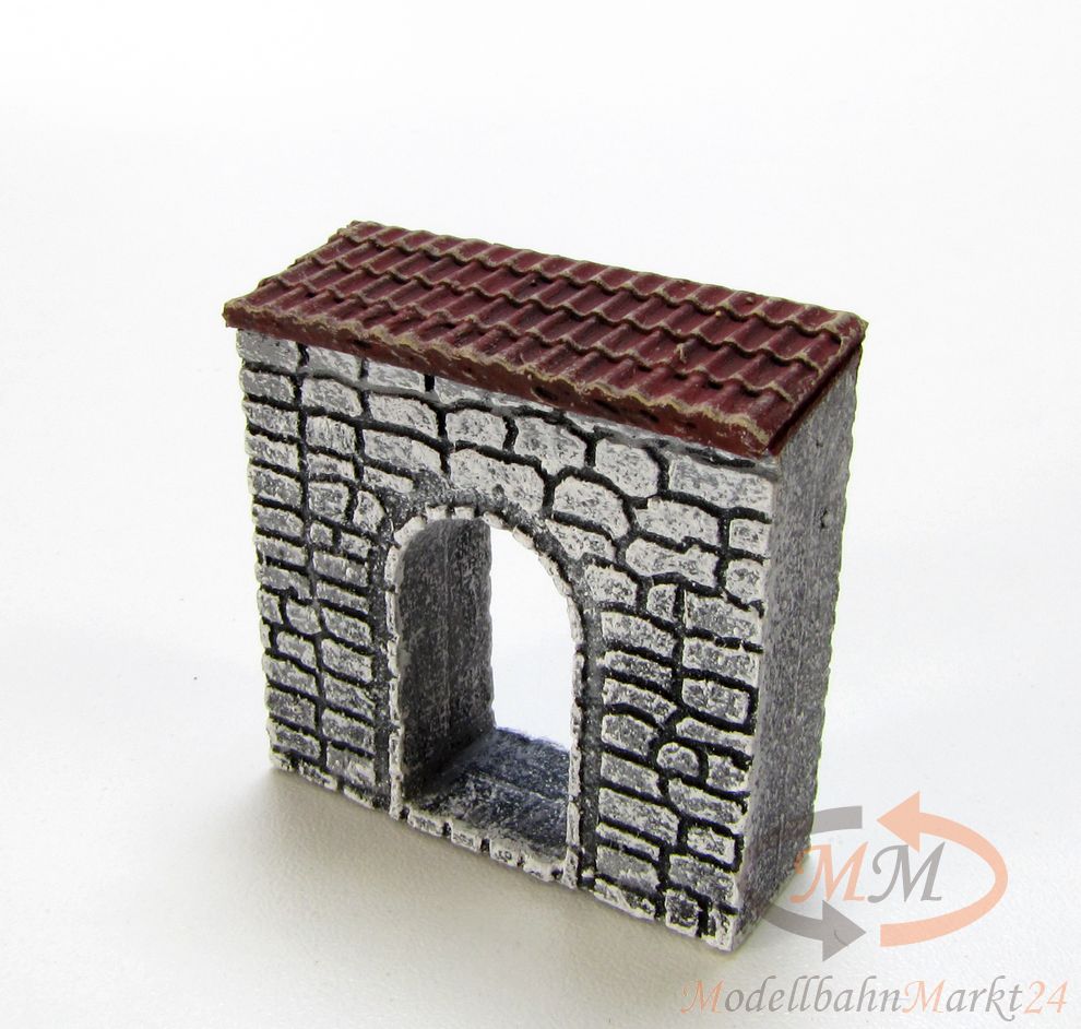 Gelände Durchgang Rundbogen mit Ziegeldach Handarbeit für Spur H0 1:87 - NEU