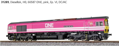 ESU 31289 Diesellok H0, C77, 66587 ONE, Ep VI, Vorbildzustand um 2020, pink, Sound+Rauch, DC/AC