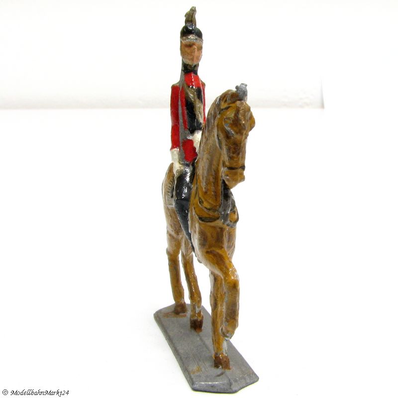 Zinnfigur Pferd mit Reiter 76 mm handbemalt 89 g