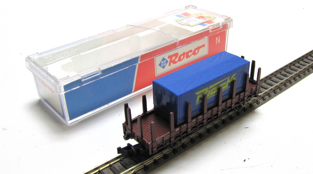 ROCO 25025 DB Rungenwagen 413 510 Rieck-Container Ep III Spur N - OVP