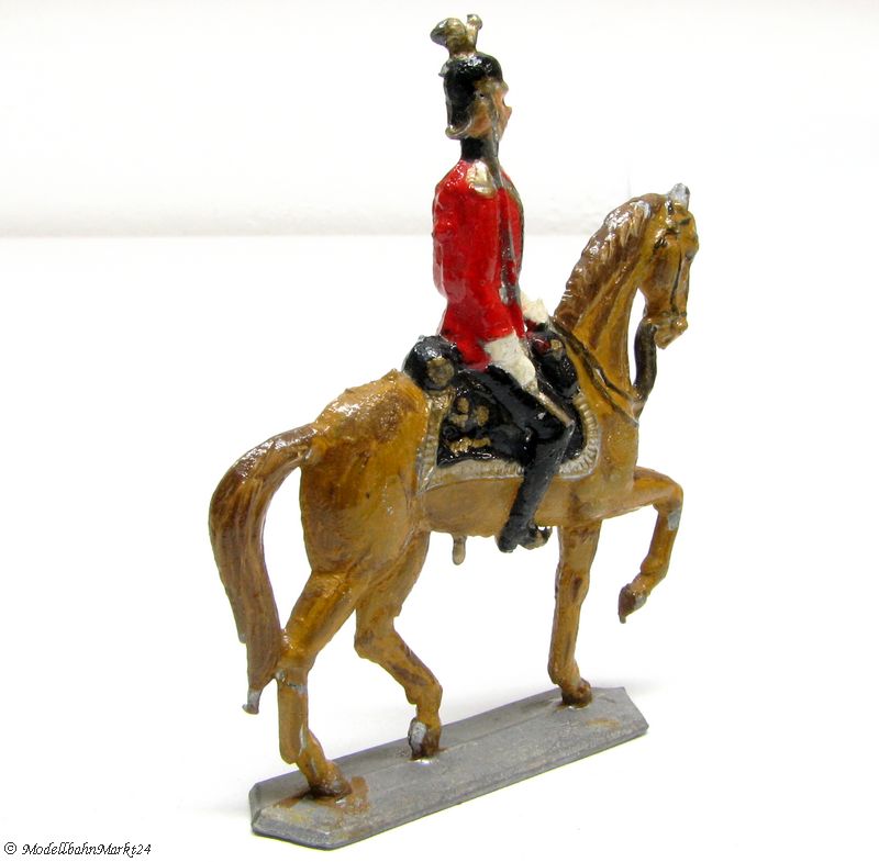 Zinnfigur Pferd mit Reiter 76 mm handbemalt 89 g